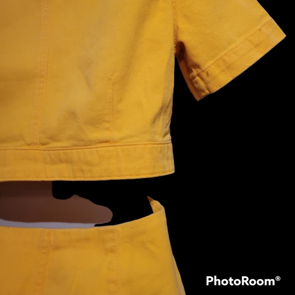 NWT Only Cut Out Dress M Denim Orange Closes with Metal Buttons in Front - Picture 9 of 13